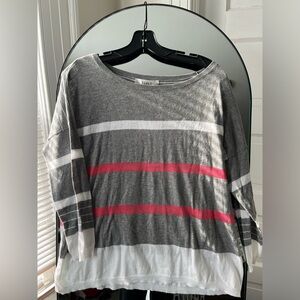 Gray and Pink Striped Sweater